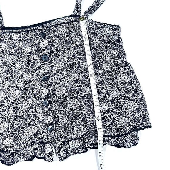Free people black and white floral bottom front tiered tank top S - Picture 9 of 11